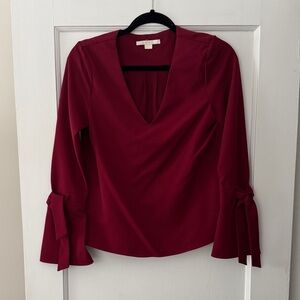 Cooper & Ella Deep Red V-Neck Blouse